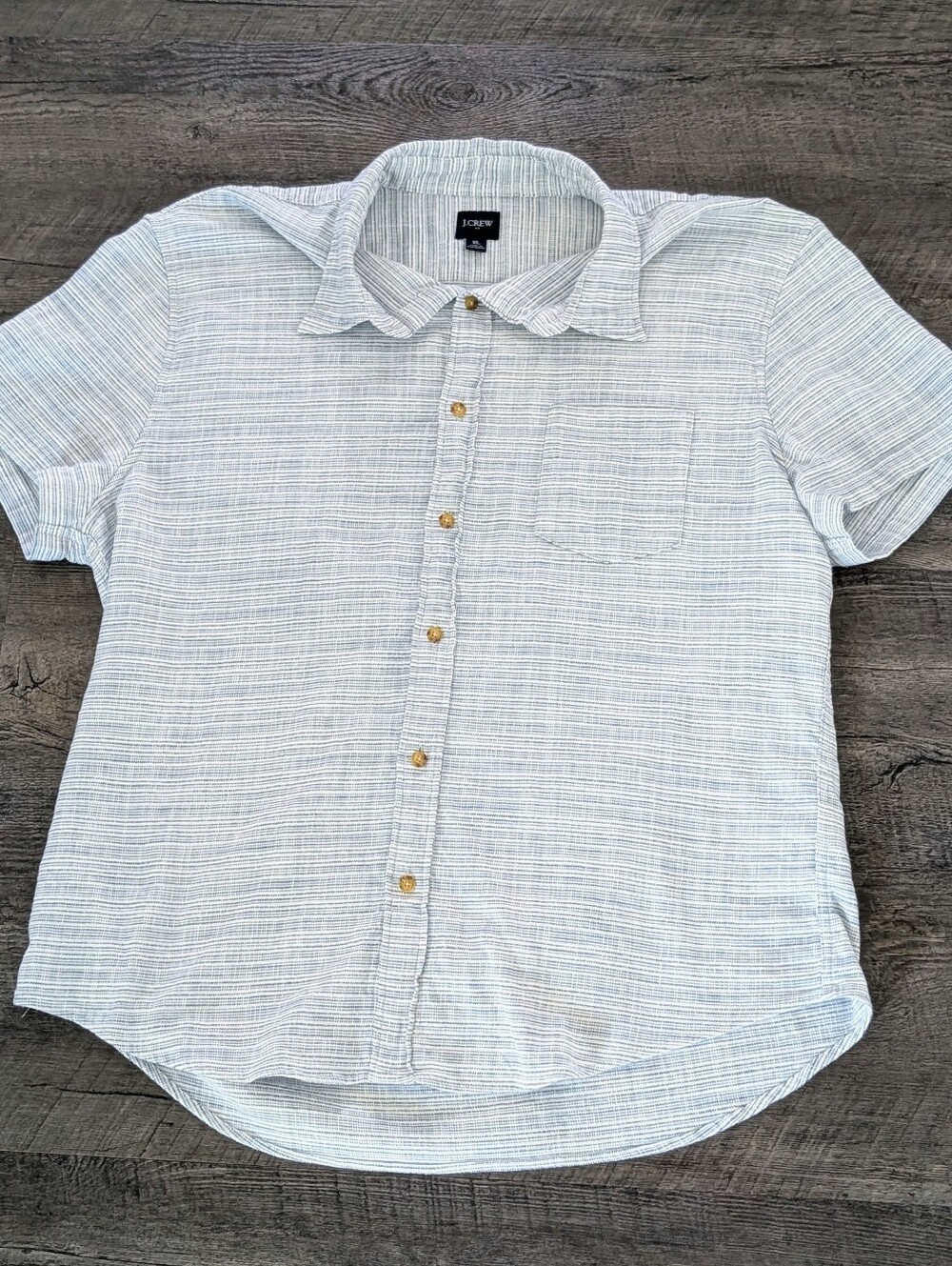 J Crew Men's XL Sub Dobby Striped Shirt Breathable Lightweight Short Sleeve